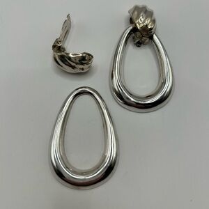 Vintage 1980’s 925 Sterling Silver 2 Piece Clip-On Earrings